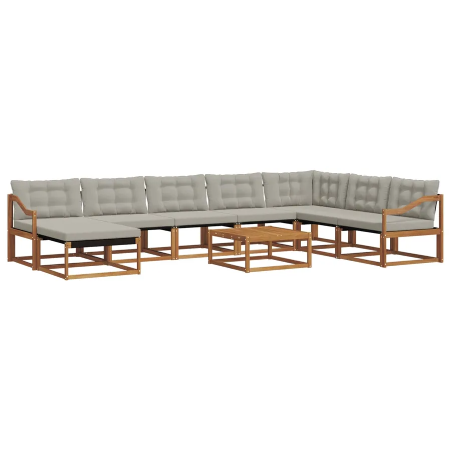 Ensemble de canapés d'extérieur 9 pcs Gris Naturel et Clair - 2