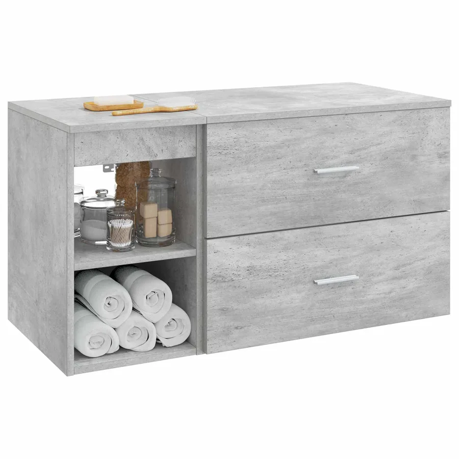 Ensemble de mobilier de salle de bain 2 pcs Gris béton - 3