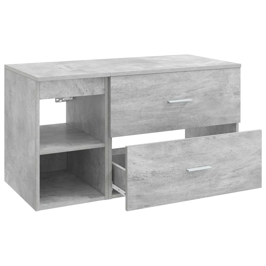 Ensemble de mobilier de salle de bain 2 pcs Gris béton - 4