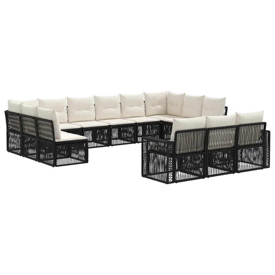 Ensemble de canapé de jardin 13 pcs Noir et blanc crème - 2