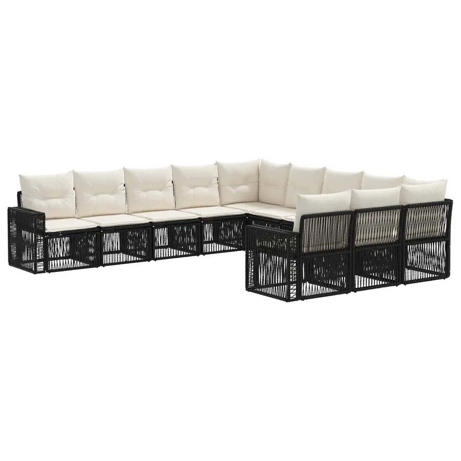 Ensemble de canapé de jardin 11 pcs Noir et blanc crème - 2