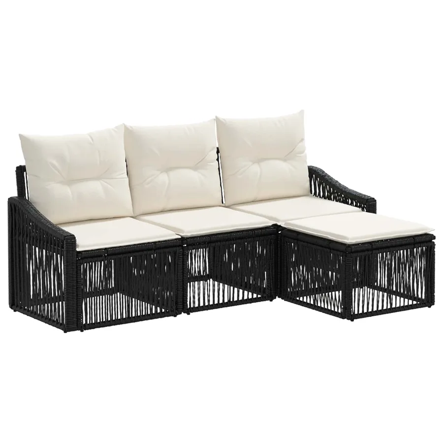 Ensemble de canapé de jardin 4 pcs Noir polyrotin - 2