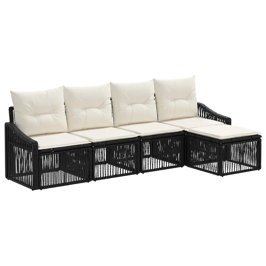 Ensemble de canapé de jardin 5 pcs Noir polyrotin - 2