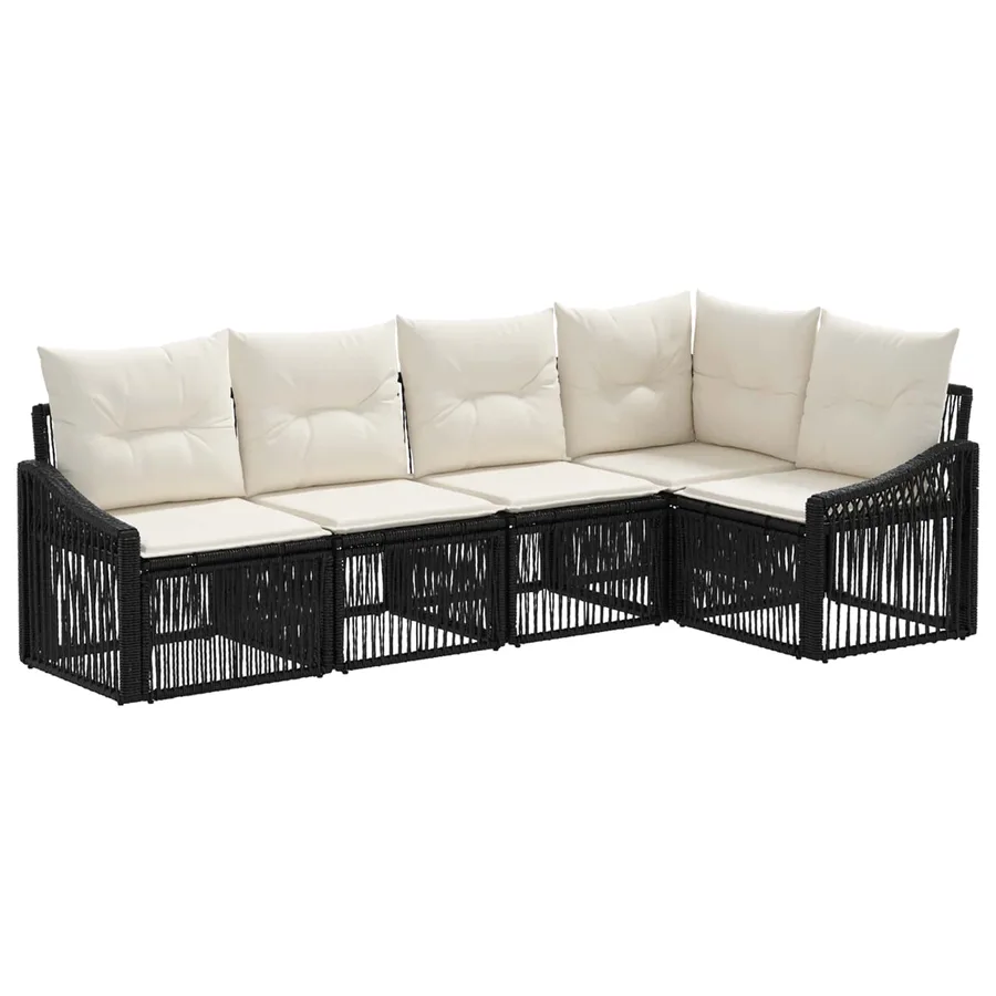 Ensemble de canapé de jardin 5 pcs Noir polyrotin - 2
