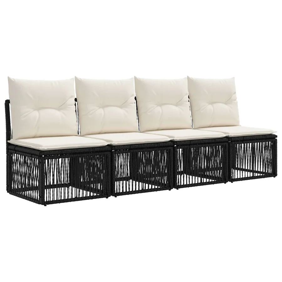 Ensemble de canapé de jardin 9 pcs Noir polyrotin - 5