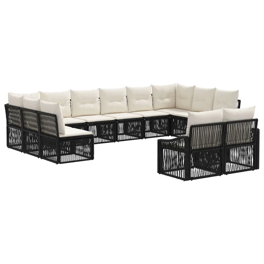 Ensemble de canapé de jardin 12 pcs Noir polyrotin - 2