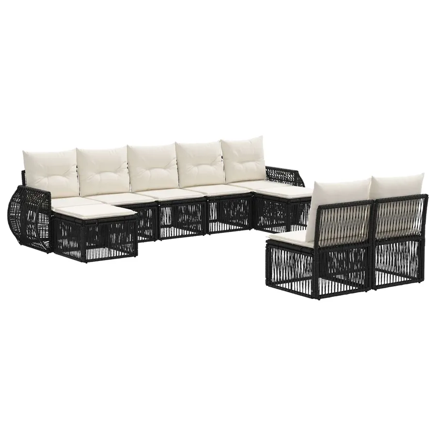Ensemble de canapé de jardin 9 pcs Noir et blanc crème - 2