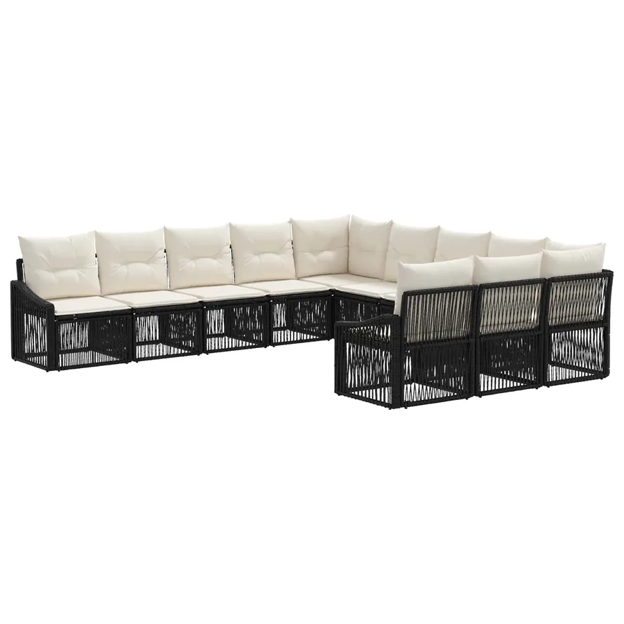 Ensemble de canapé de jardin 11 pcs Noir polyrotin