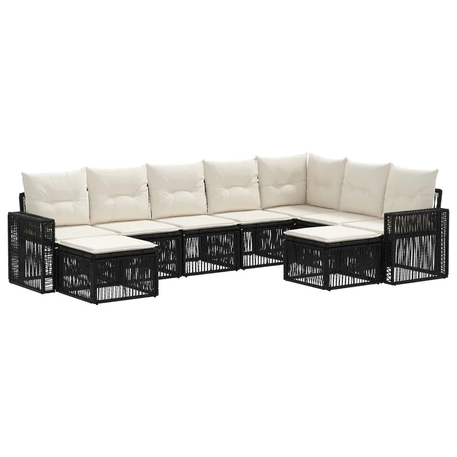 Ensemble de canapé de jardin 9 pcs Noir et blanc crème - 2