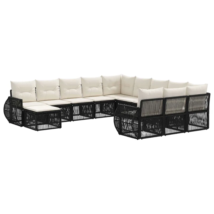 Ensemble de canapé de jardin 12 pcs Noir polyrotin - 2