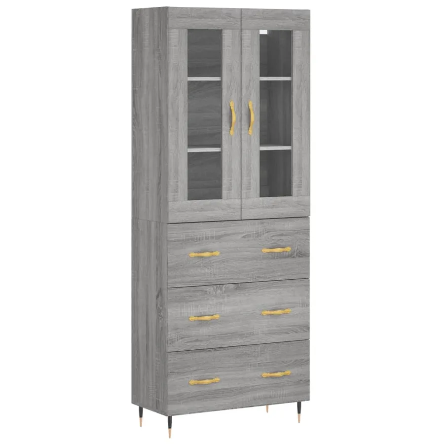 Buffet haut Sonoma gris 69,5x34x180 cm Bois d'ingénierie - 2