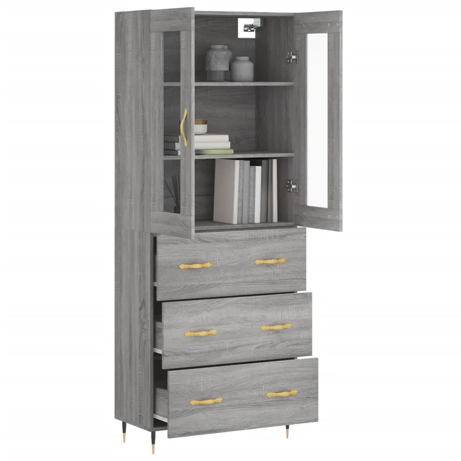 Buffet haut Sonoma gris 69,5x34x180 cm Bois d'ingénierie - 3