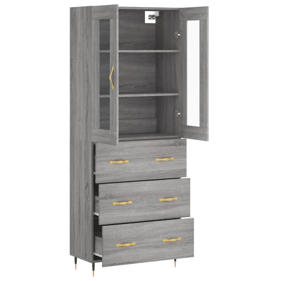 Buffet haut Sonoma gris 69,5x34x180 cm Bois d'ingénierie - 4