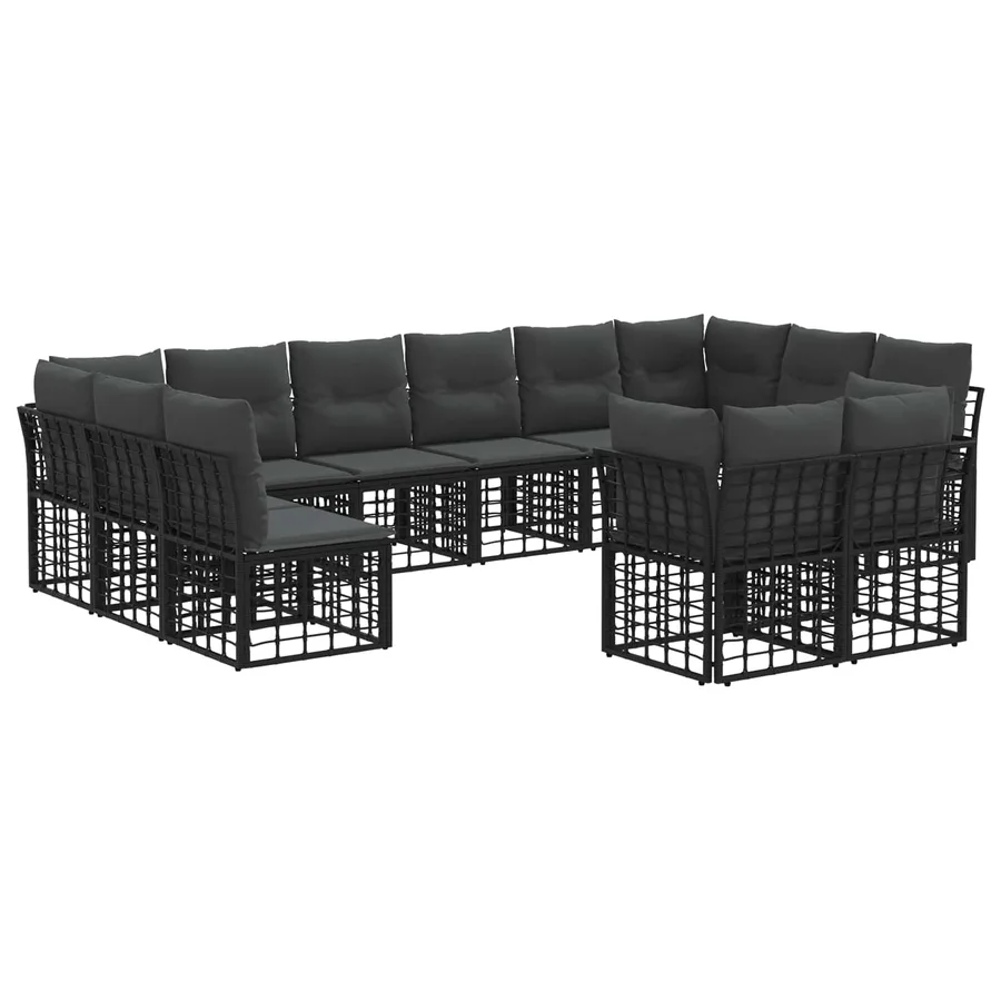 Ensemble de canapés d'extérieur Noir et Gris foncé Polyester - 2