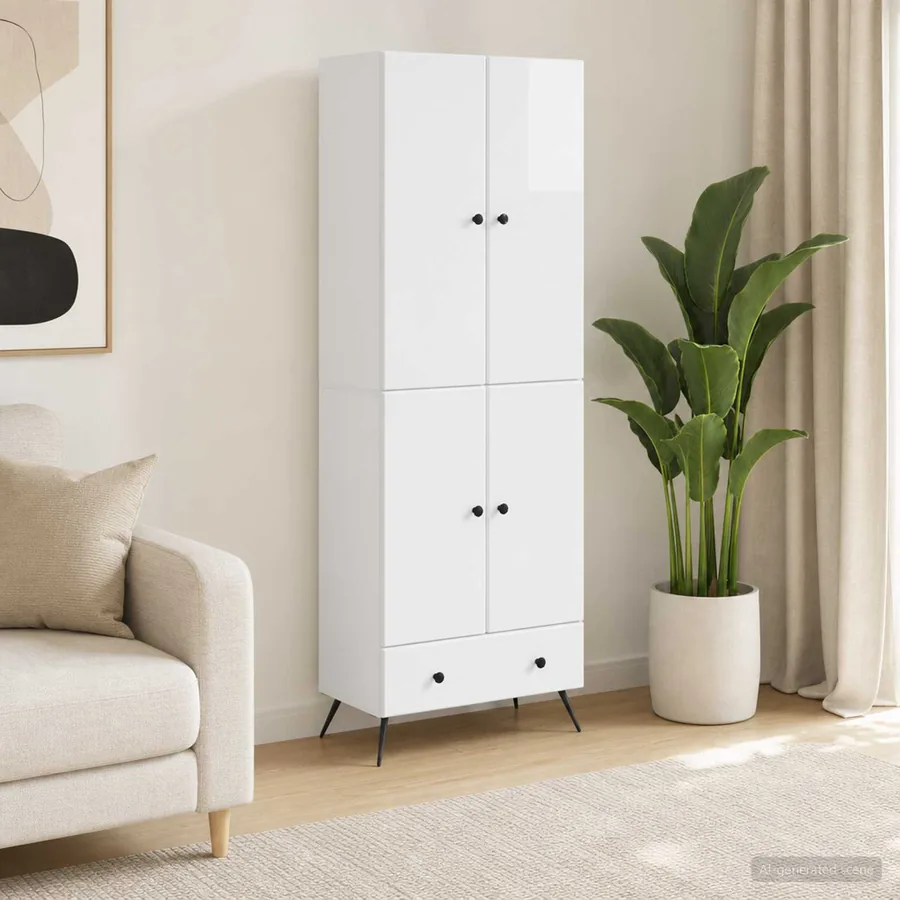 Ensemble de Meubles 2 pcs Blanc brillant Bois d'ingénierie