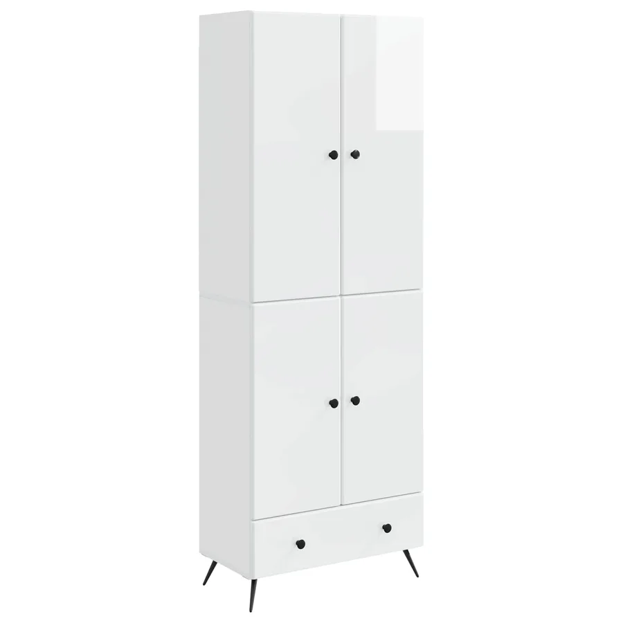 Ensemble de Meubles 2 pcs Blanc brillant Bois d'ingénierie - 2