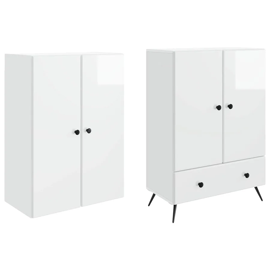 Ensemble de Meubles 2 pcs Blanc brillant Bois d'ingénierie - 4