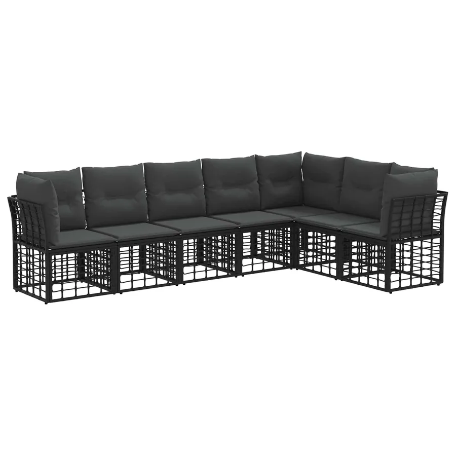 Ensemble de canapés d'extérieur Noir Polyester - 2