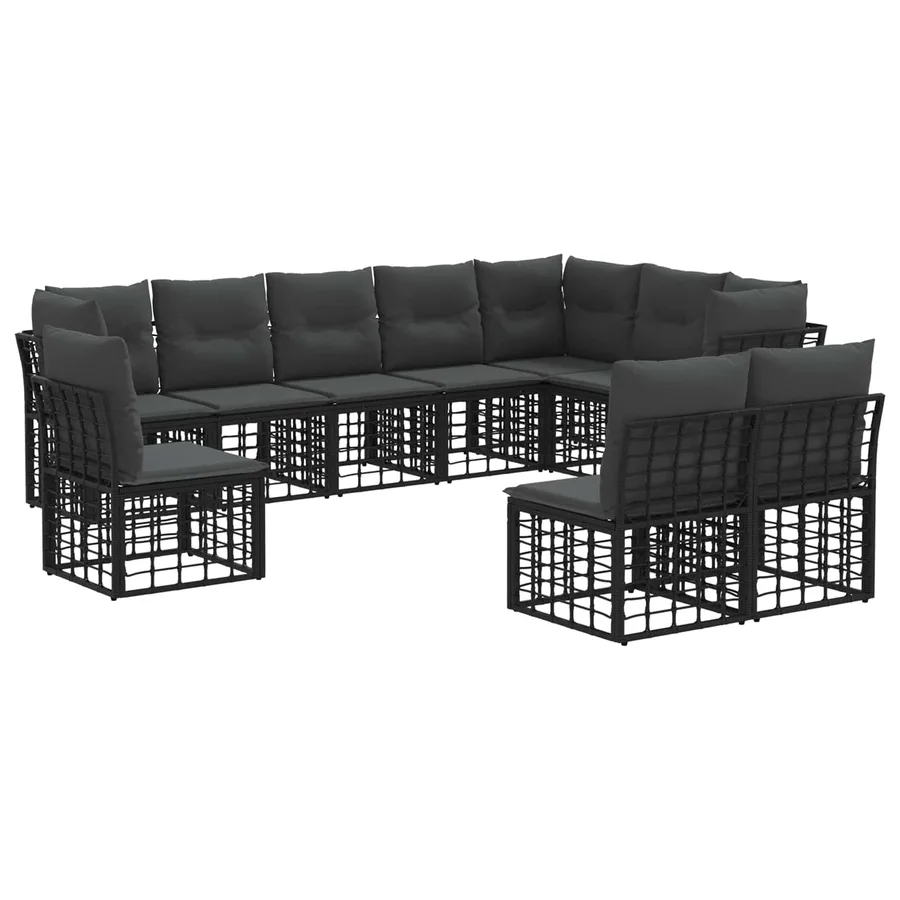 Ensemble de canapés d'extérieur Noir Polyester - 2