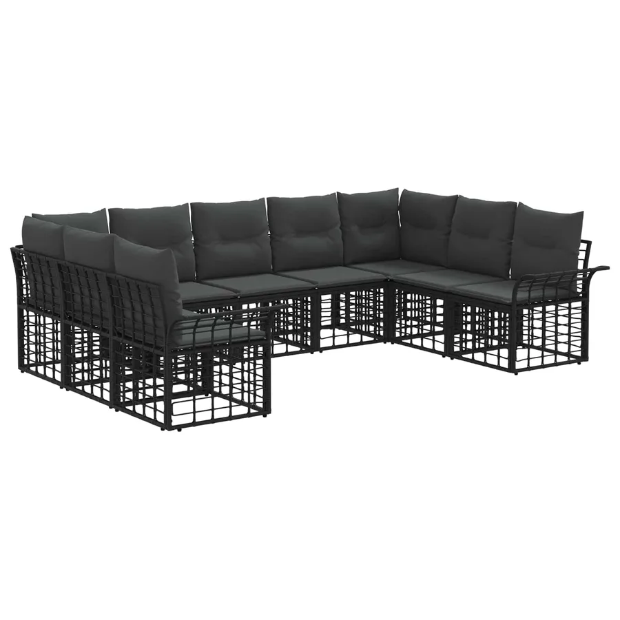 Ensemble de canapés d'extérieur 9 pcs Noir et Gris foncé - 2