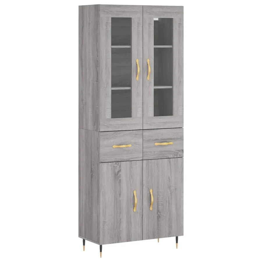 Buffet haut Sonoma gris 69,5x34x180 cm Bois d'ingénierie - 2