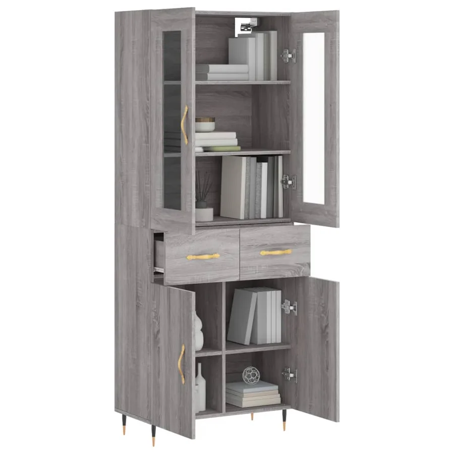 Buffet haut Sonoma gris 69,5x34x180 cm Bois d'ingénierie - 3
