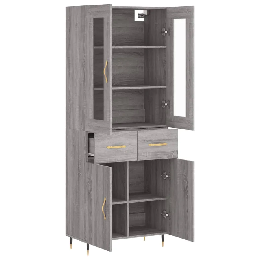 Buffet haut Sonoma gris 69,5x34x180 cm Bois d'ingénierie - 4