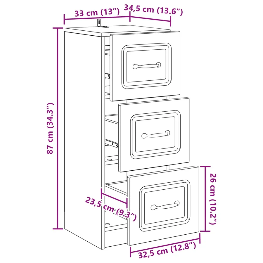 Armoire à tiroirs Chêne Sonoma 33 x 34,5 x 87 cm - 11