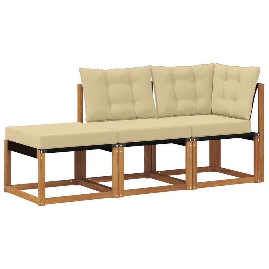 Canapés modulaires d'extérieur 3 Pièce Naturel et Beige - 2