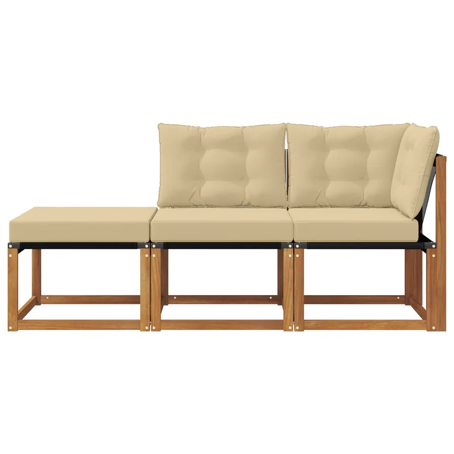 Canapés modulaires d'extérieur 3 Pièce Naturel et Beige - 6