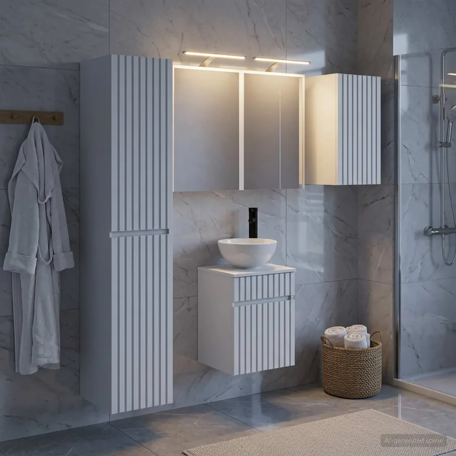 Ensemble d'armoire de salle de bain 5 pcs Blanc