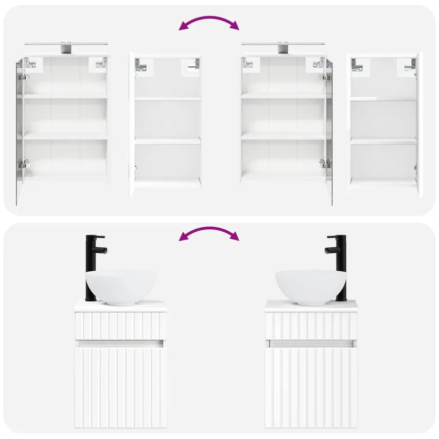 Ensemble d'armoire de salle de bain 5 pcs Blanc - 13