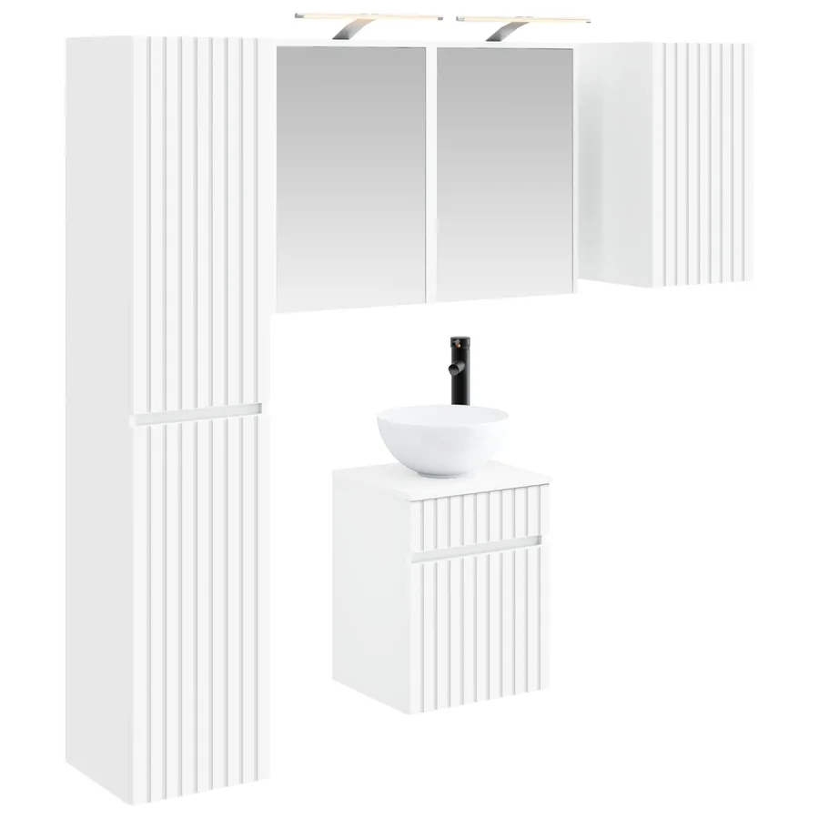 Ensemble d'armoire de salle de bain 5 pcs Blanc - 2