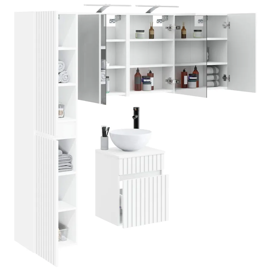 Ensemble d'armoire de salle de bain 5 pcs Blanc - 3