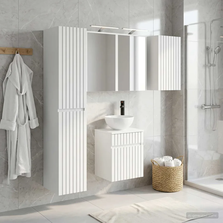 Ensemble d'armoire de salle de bain 5 pcs Blanc - 4