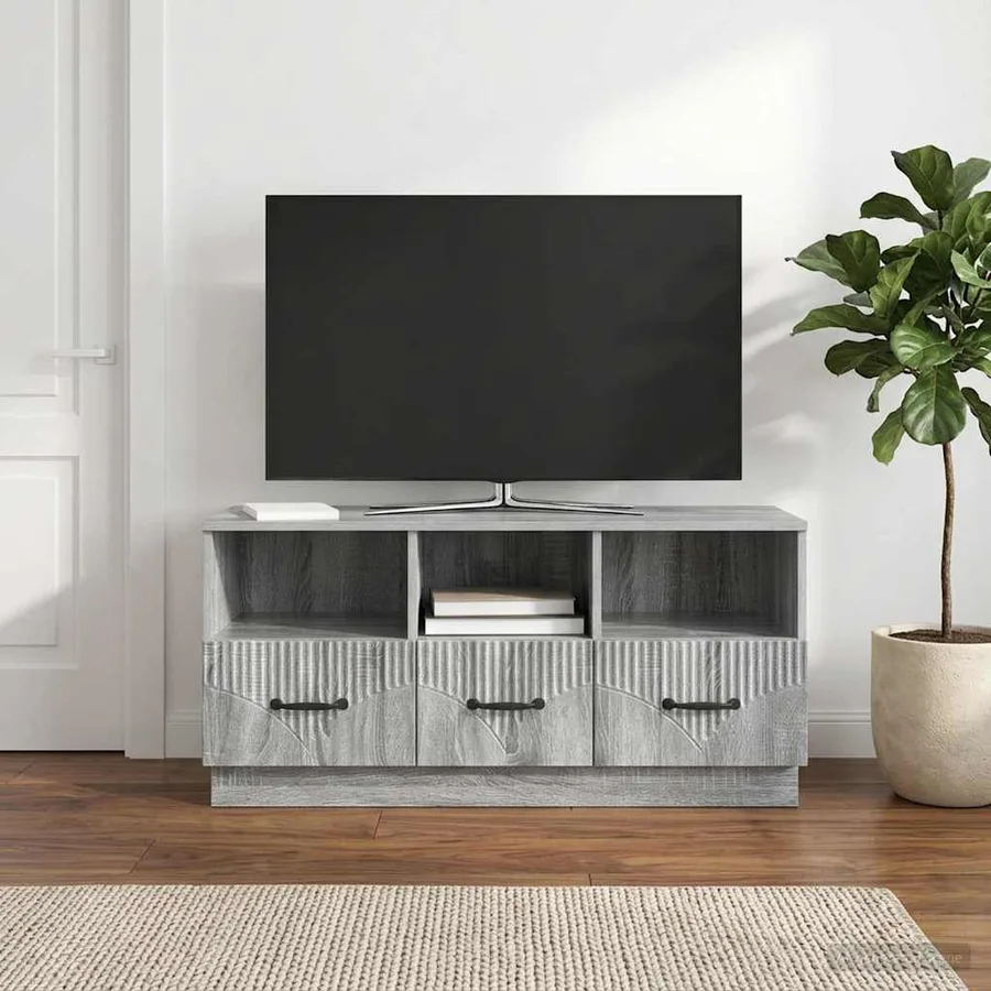 Meuble TV Sonoma gris 102 x 34,5 x 47 cm Bois d'ingénierie - 4