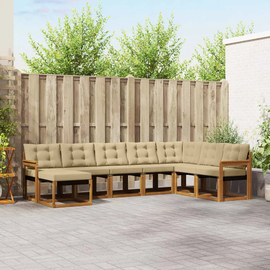 Ensemble de canapés d'extérieur 8 pcs Naturel et Beige
