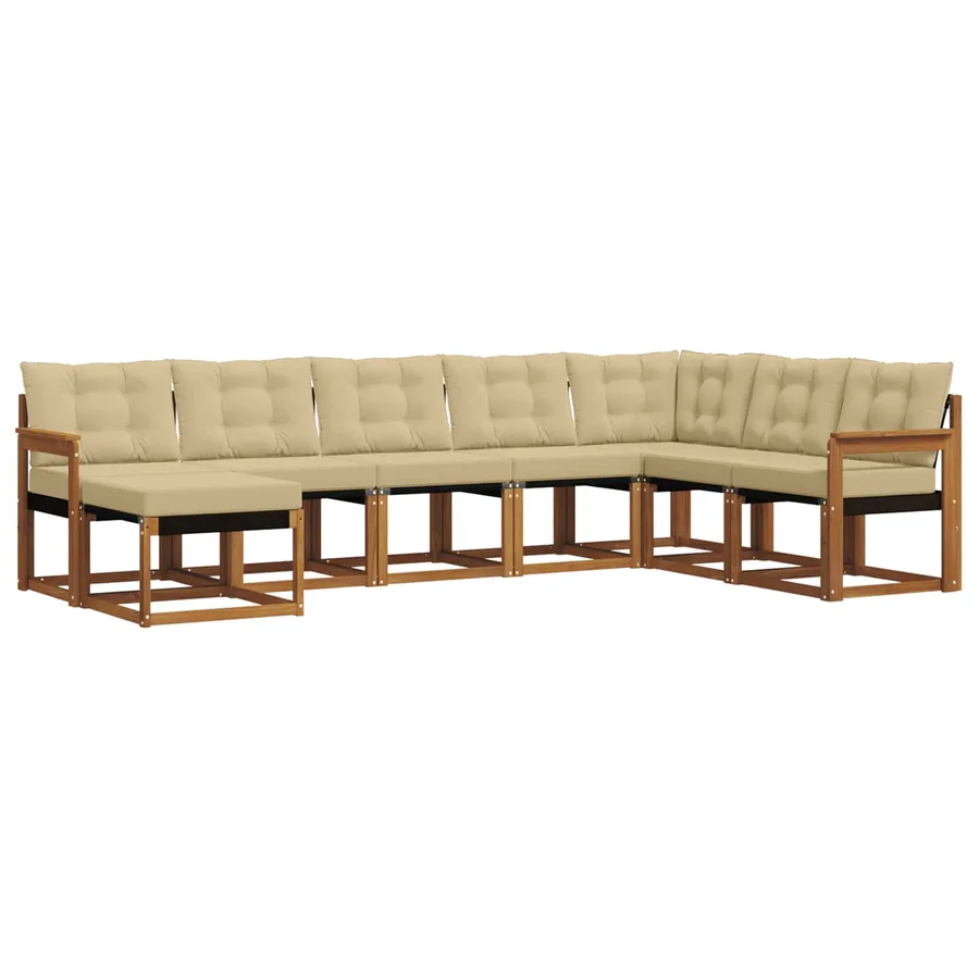 Ensemble de canapés d'extérieur 8 pcs Naturel et Beige - 2