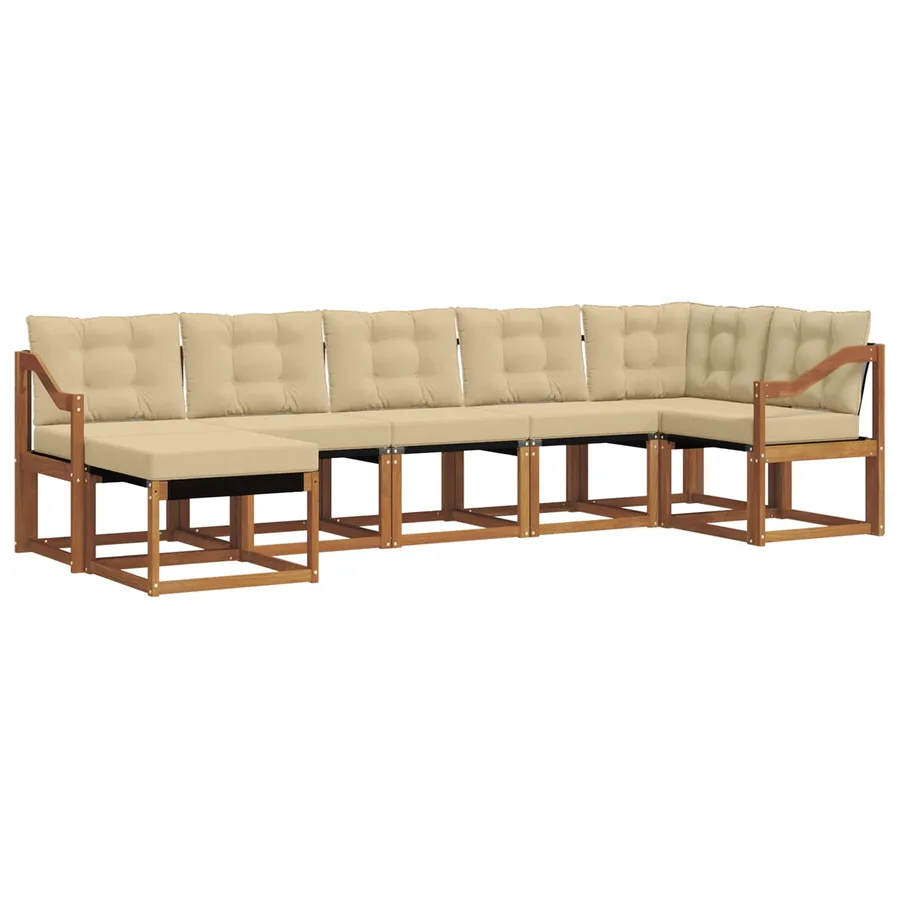Ensemble de canapés d'extérieur 7 pcs Naturel et Beige - 2