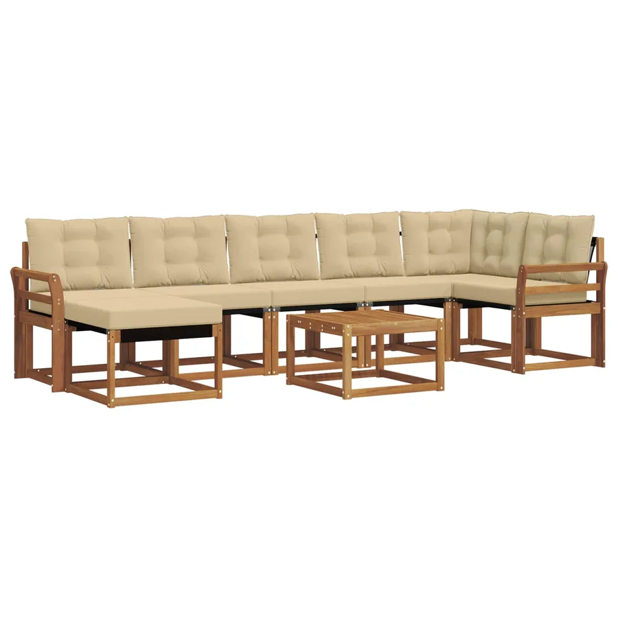 Ensemble de canapés d'extérieur 8 pcs Naturel et Beige - 2