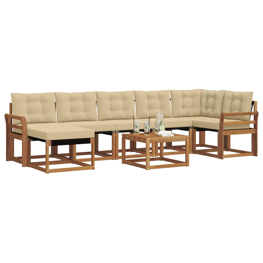 Ensemble de canapés d'extérieur 8 pcs Naturel et Beige - 3