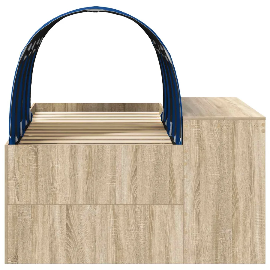 Lit avec Tunnel 3 pc Chêne Artisanal et Bleu Bois d'ingénierie - 7