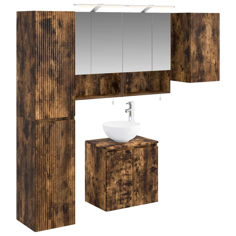 Ensemble d'armoire de salle de bain 5 pcs Chêne fumé - 2