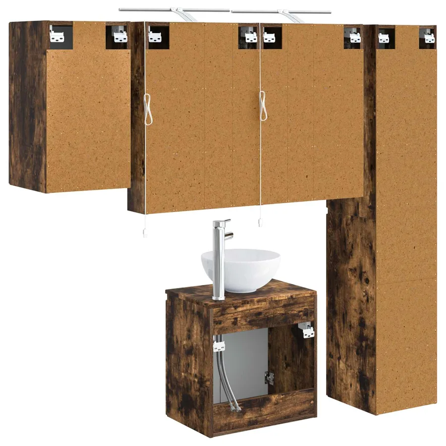 Ensemble d'armoire de salle de bain 5 pcs Chêne fumé - 9
