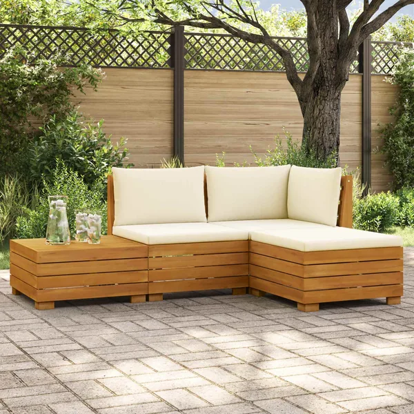 Ensemble de canapés d'extérieur avec coussin 4 Pièce Marron