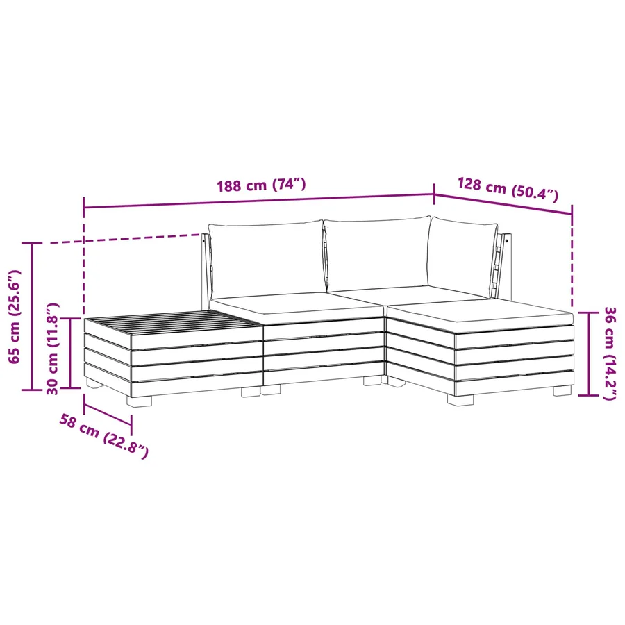 Ensemble de canapés d'extérieur avec coussin 4 Pièce Marron - 9