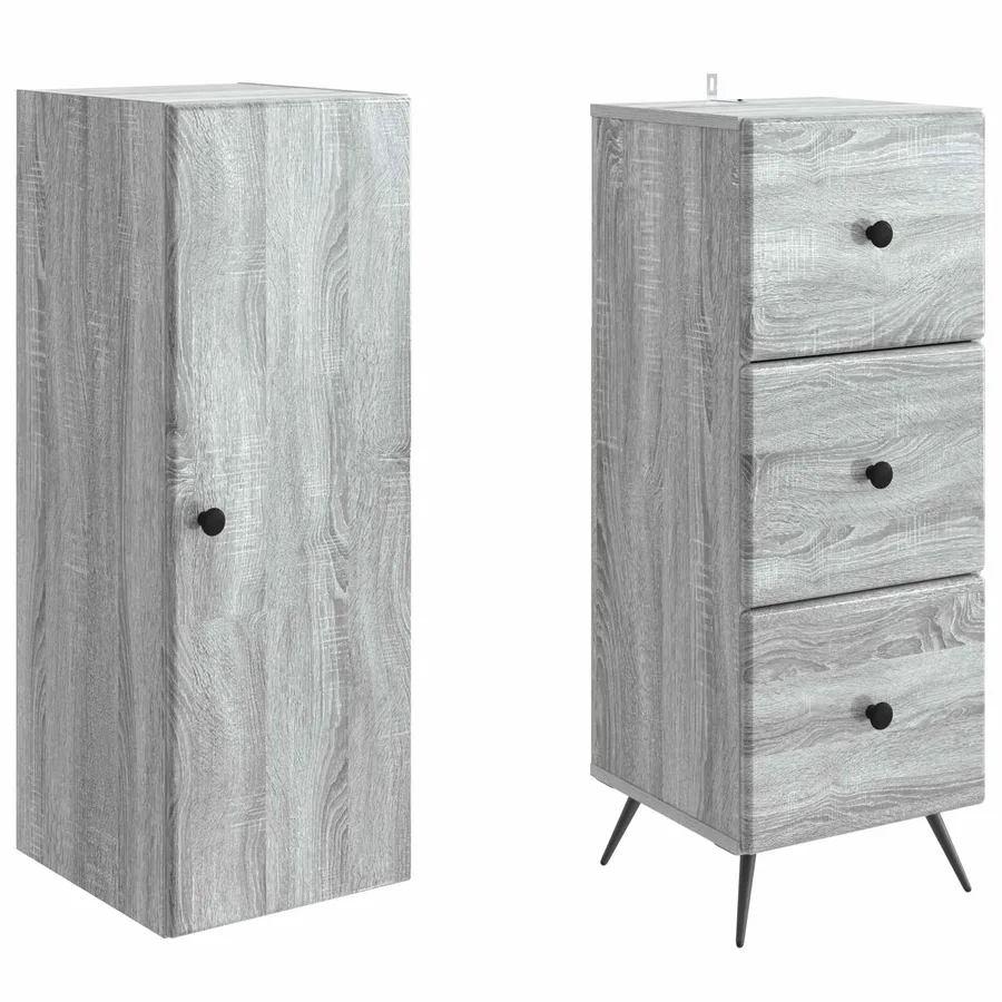 Ensemble de Meubles 2 pcs Sonoma gris 34,5 x 34,5 x 90 cm - 4