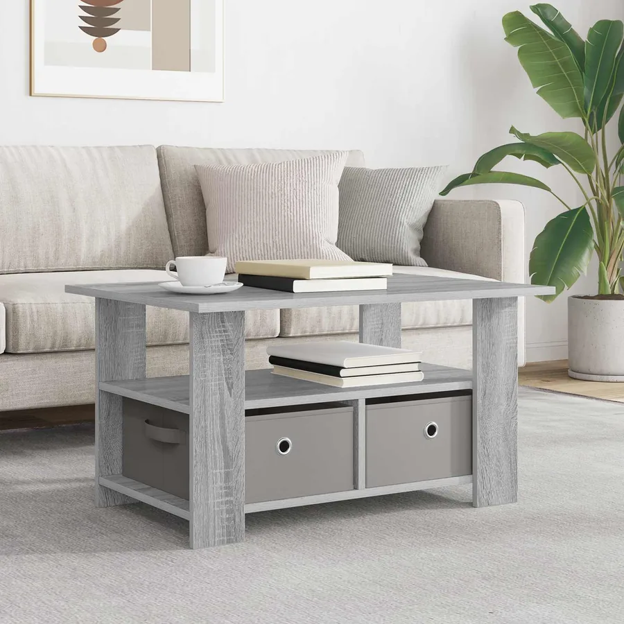Table basse Gris Sonoma 77 x 55 x 42 cm Bois d'ingénierie