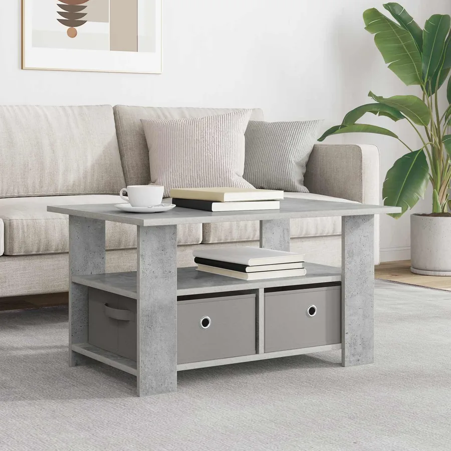 Table basse Gris béton 77 x 55 x 42 cm Bois d'ingénierie