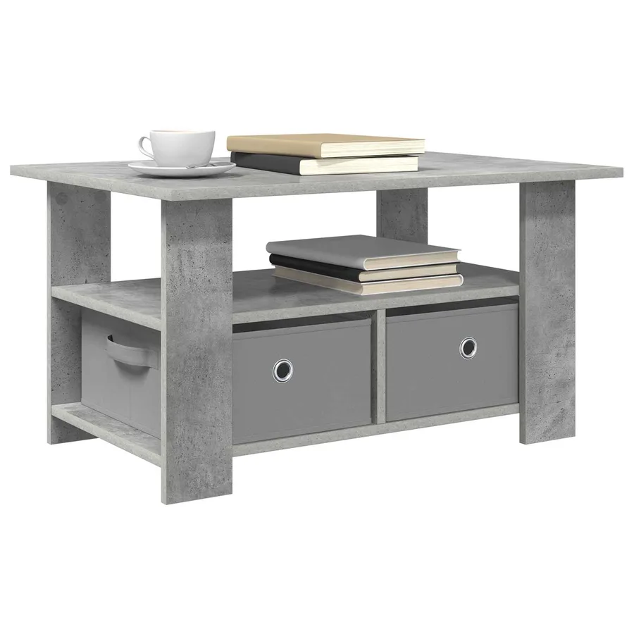 Table basse Gris béton 77 x 55 x 42 cm Bois d'ingénierie - 3